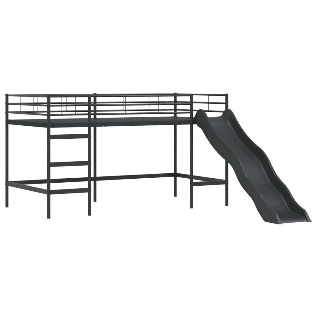 Letto loft per Bambini | Letto Infantile | Lettino con scivolo Nero e antracite