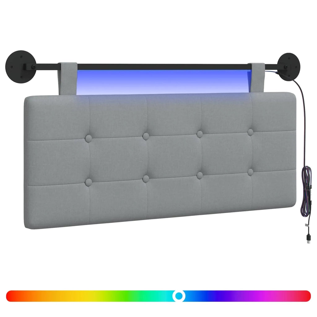 Testiera | Testata sospesa Con luce LED Grigio Chiaro Tessuto