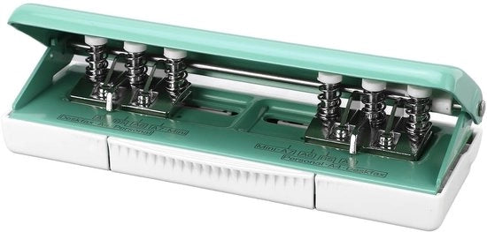 Perforatrice 6-gaats - Verstelbare Perforatrice per Carta - Adatta per A4/A5/A6/A7 - Capacità di 10 Fogli - Materiale ABS/Iron - Distanza tra i Fori 19 mm - Perforatrice a Stampa