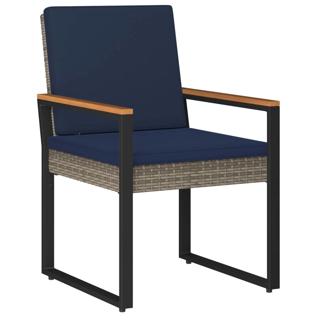 Set Mobili da Esterno 4 pz | Set Salotto da Giardino Grigio e Blu Navy polyrattan