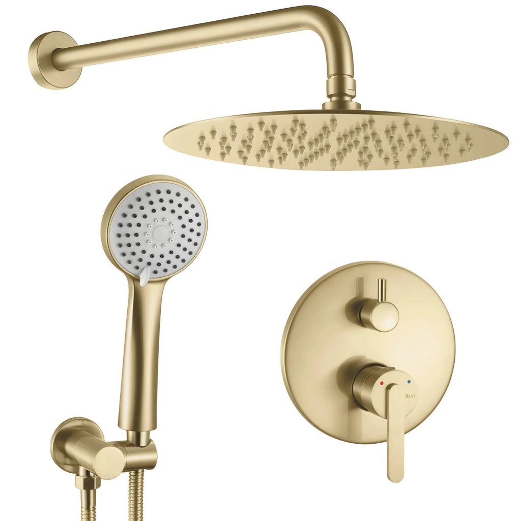 Set Doccia Da Incasso Rea Ontario Brush Gold + Box