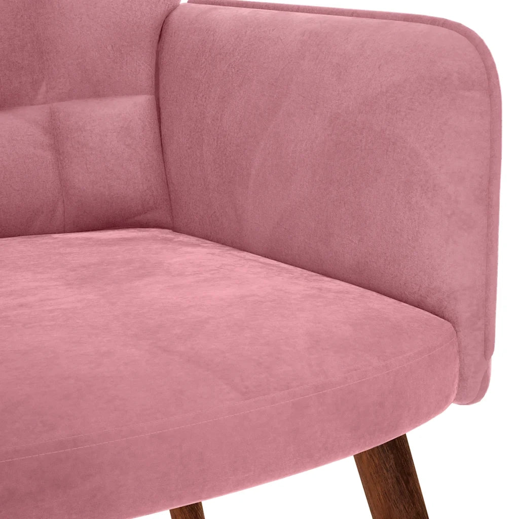 Poltrona Relax con Poggiapiedi Rosa in Velluto 4016825