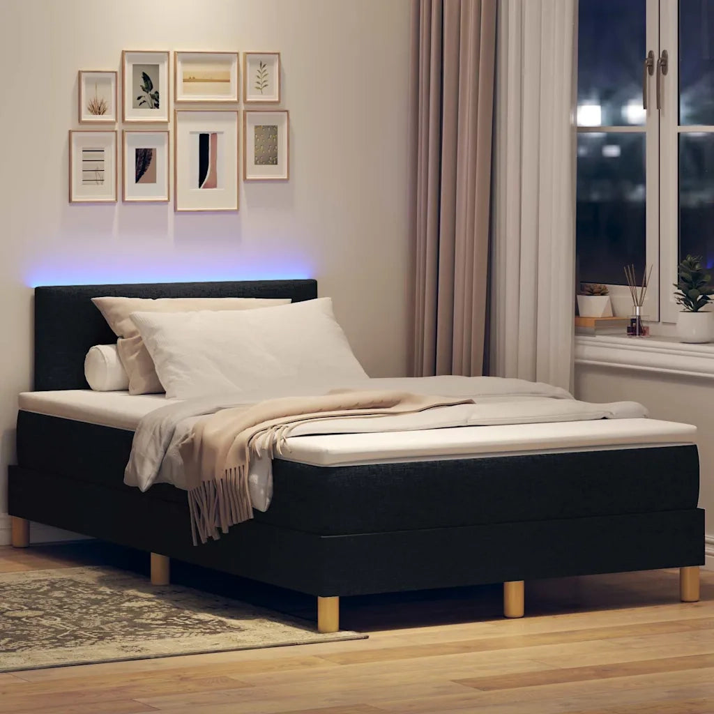 Letto a Sorgente LED con strisce LED Nero 120 x 200 cm Tessuto 3342431