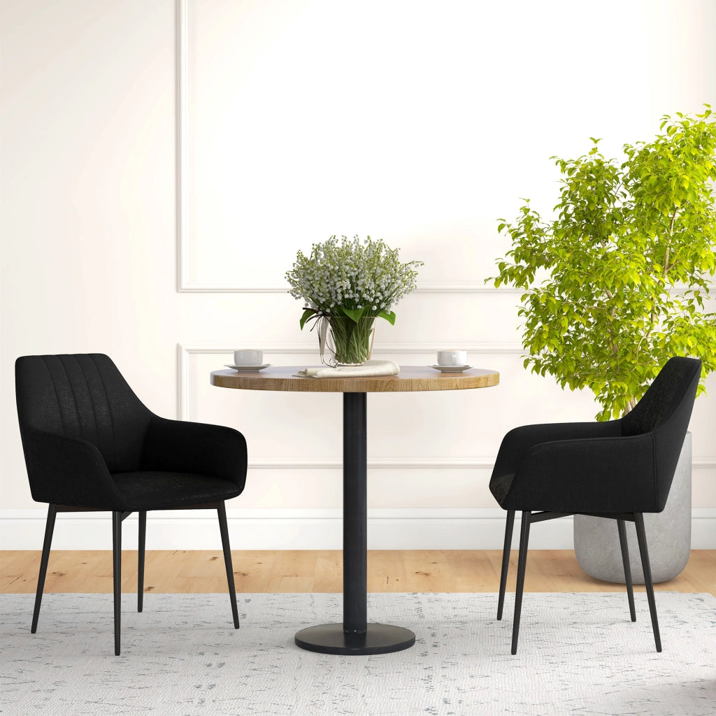 Sedia da Pranzo Design Scandinavo ¨C Minimal ¨C Nero, Metallico, Set 2 Pezzi