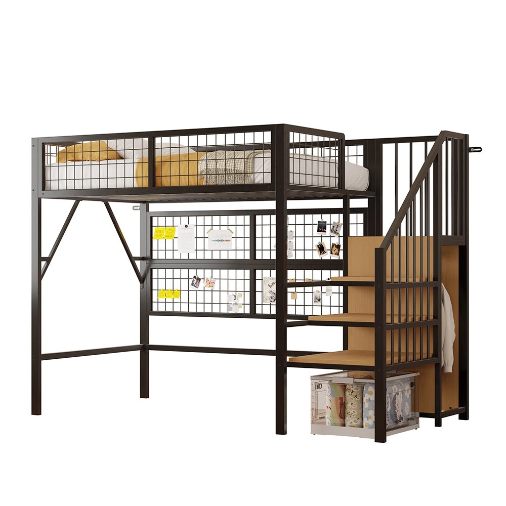 Letto a soppalco - Xylo - 90x200 cm LED app metallo nero