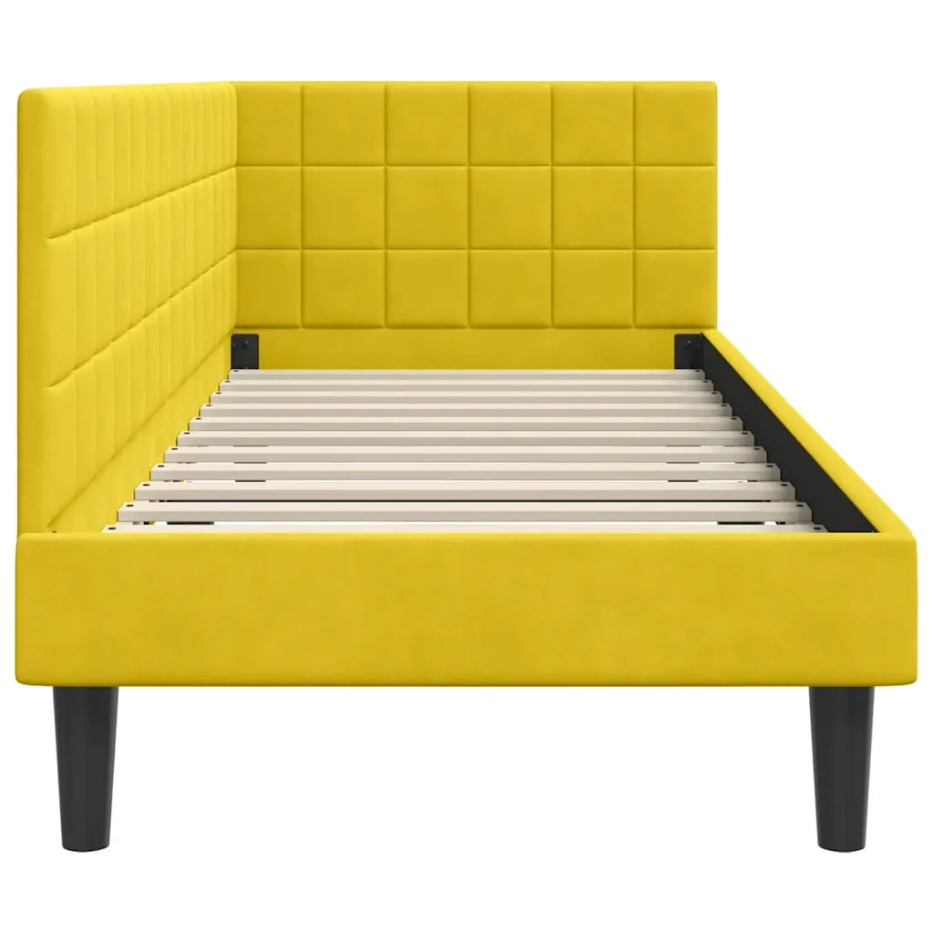 Cornice del letto ad angolo Giallo 80 cm x 200 cm Velluto 42016414