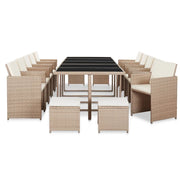 Set da Pranzo da Giardino 15 pz con Cuscini in Polyrattan Beige 46422