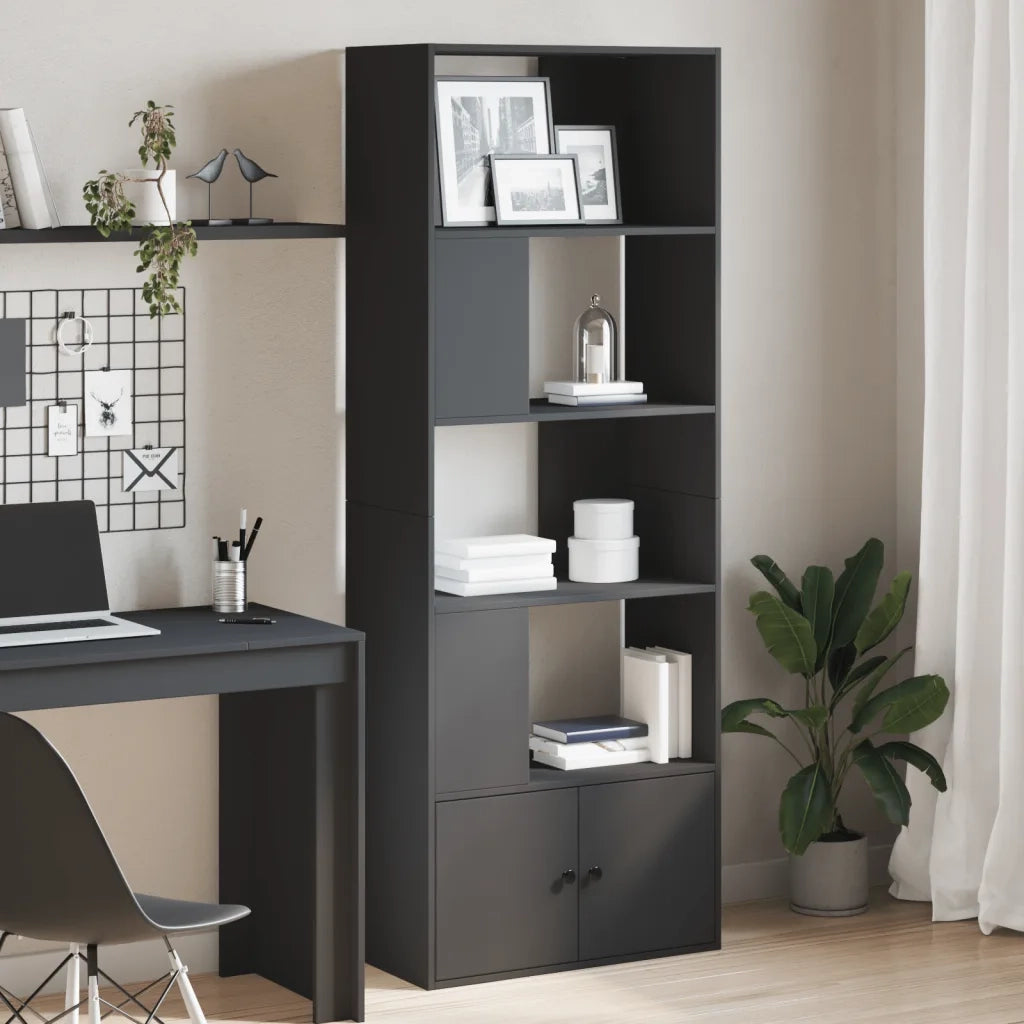 Libreria Nera 70x36x189 cm in Legno Multistrato 3295318