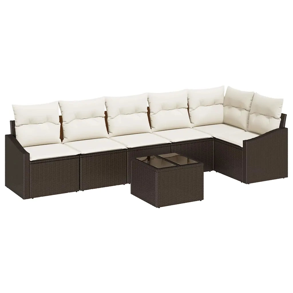 Set di divani con cuscino 7 pcs Marrone polyrattan 3346748