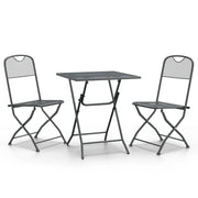 Set da Pranzo per Giardino 3pz | Set Salotto da Giardino Rete Metallica Espansa Antracite