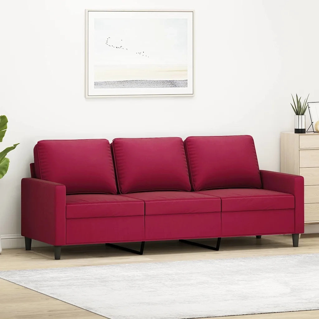 Divano a 3 Posti-Sofa 3 Posti Rosso Vino 180 cm in Velluto 706358