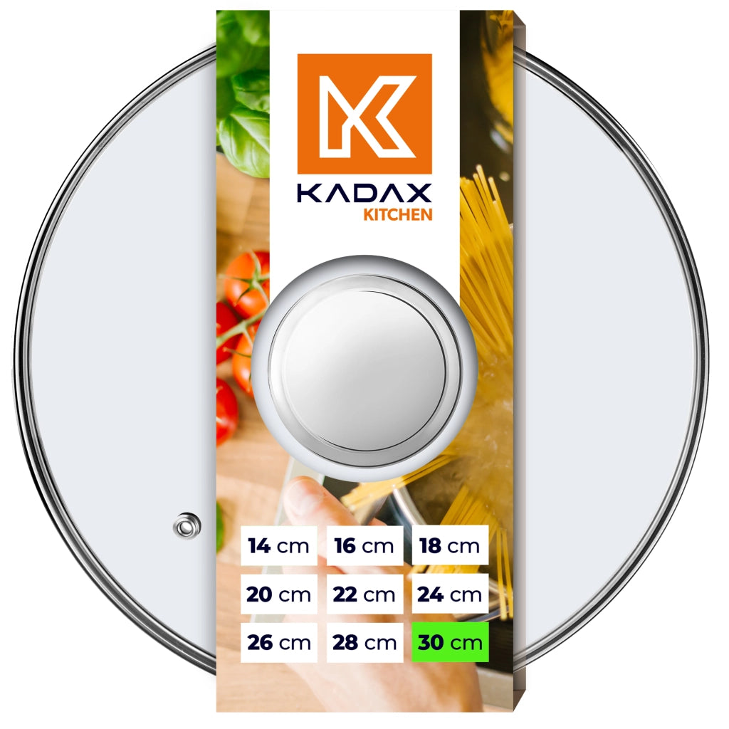 Coperchio in vetro KADAX da 30 cm, universale, resistente al calore, per pentole e padelle.