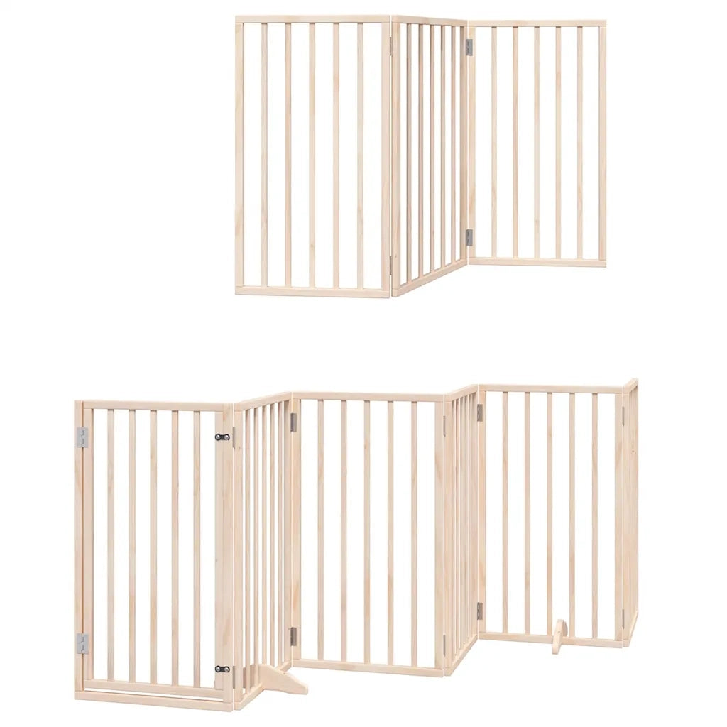 Cancello per Cani con Porta Pieghevole 9 Pannelli 450 cm Pioppo 3155532