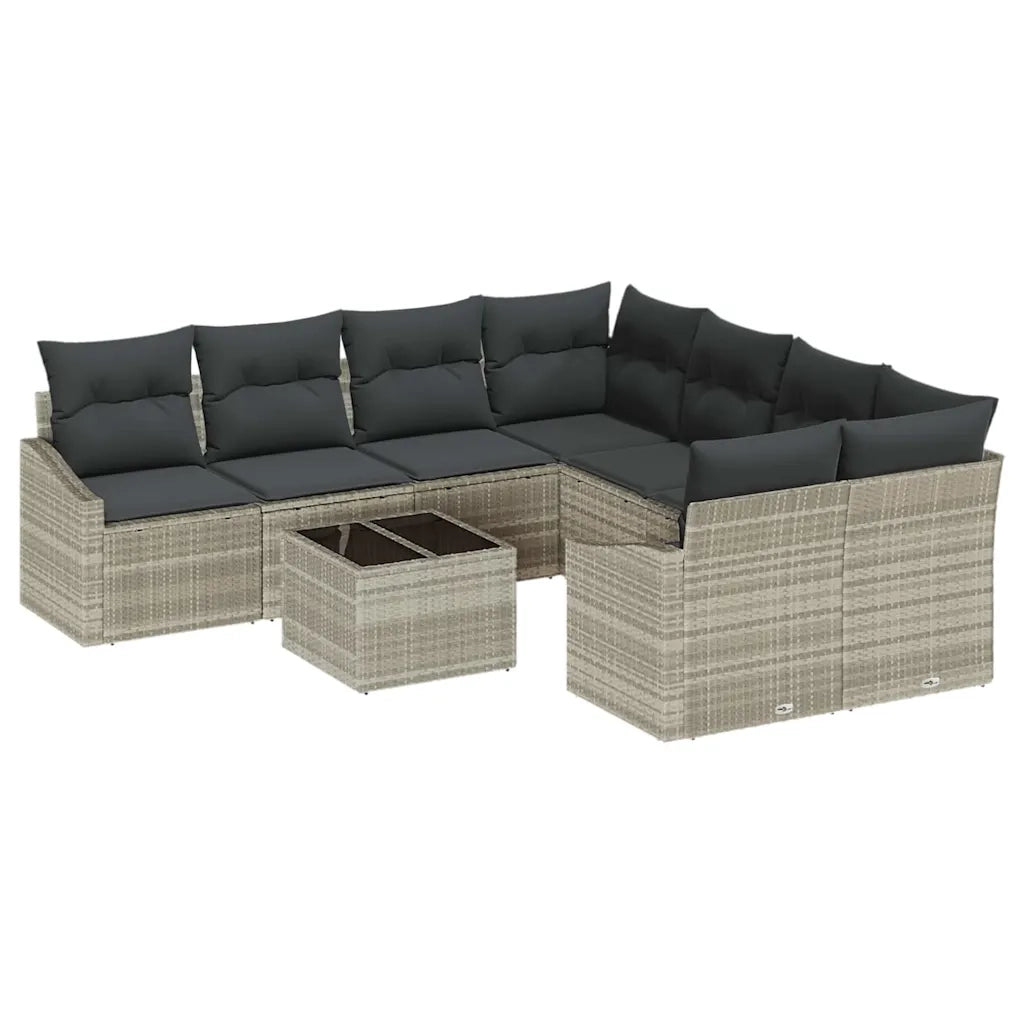 Set di divani con cuscino 9 pcs Grigio chiaro polyrattan 3346662