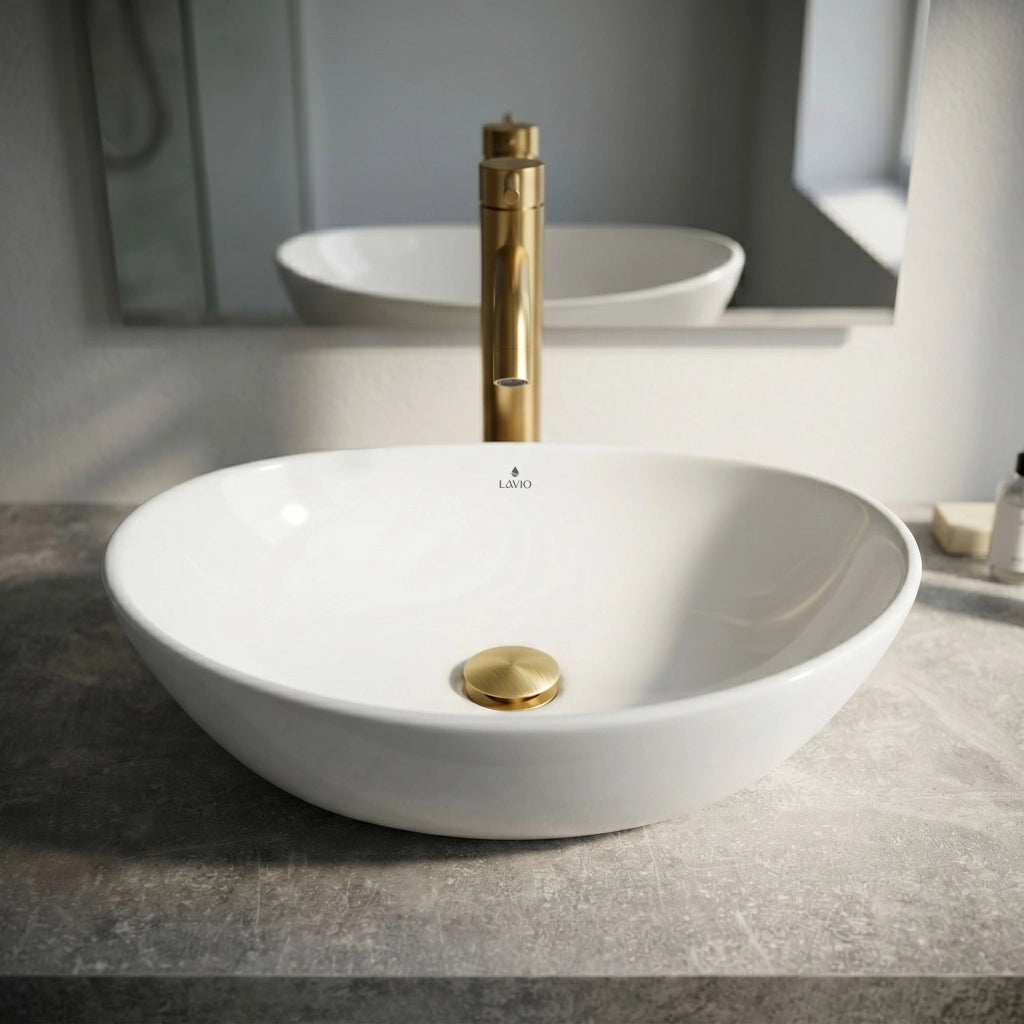 Lavabo da appoggio ovale OVALIS ceramica 41 cm Bianco