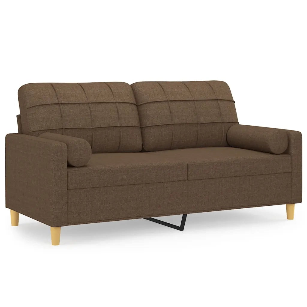 Divano a 2 Posti con Cuscini-Sofa 2 Posti con Cuscini Marrone 140 cm in Tessuto 403146