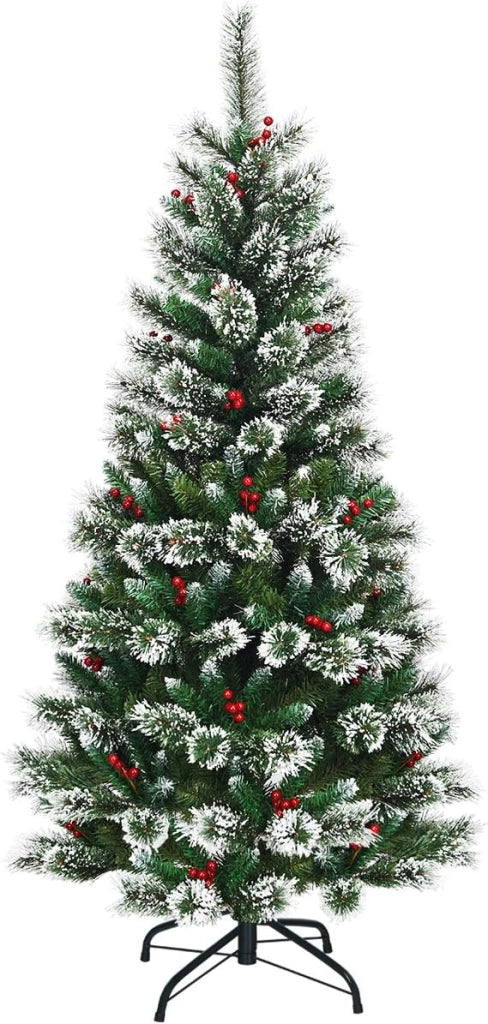 1,8 M Albero di Natale Innevato, Albero Artificiale di Natale, Abete di Natale in PVC, Albero per Albero Decorativo, Folto e Realistico, Supporto in Metallo, Facile da Montare, Verde