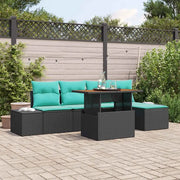 Set Divano da Giardino 6 pz Nero Poly Rattan 3358692