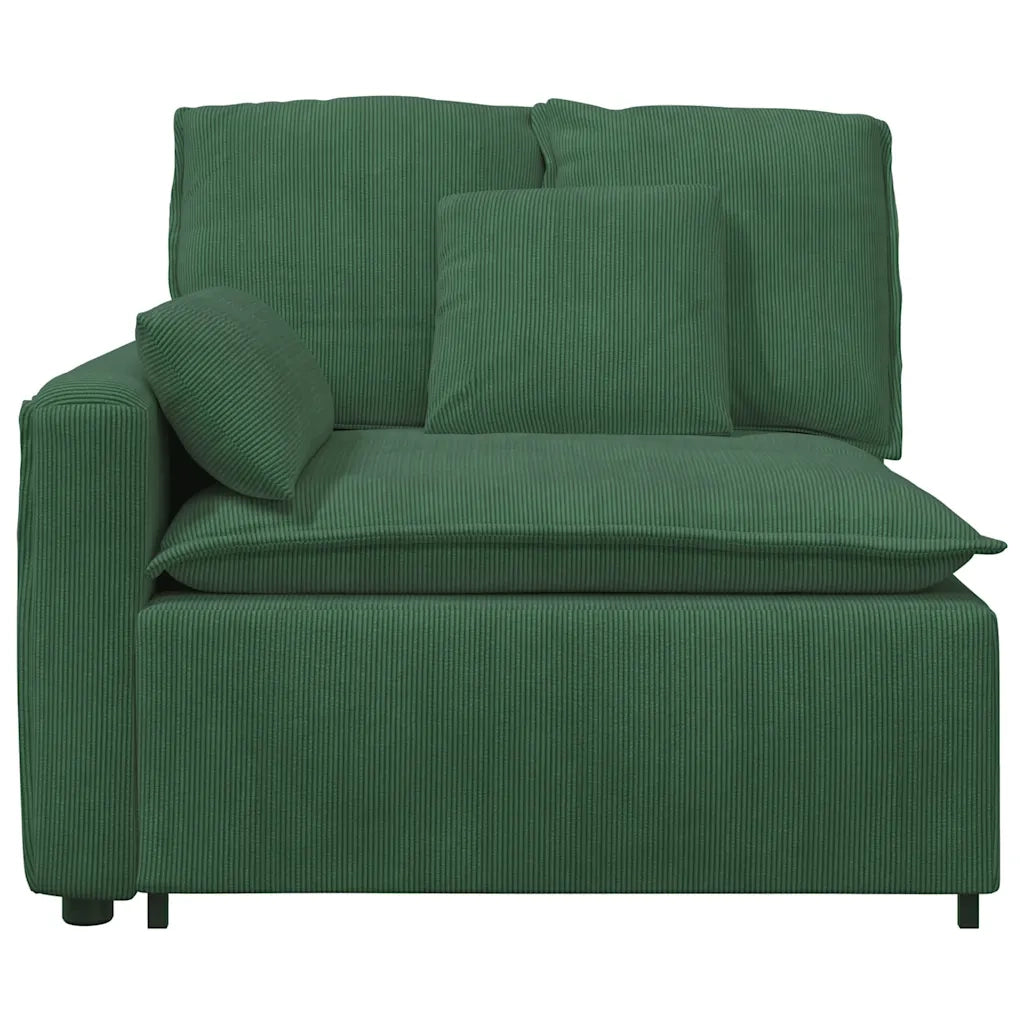 Modulo Terminale Bracciolo Divano Modulare con Cuscini Verde Scuro 100 cm 4104412