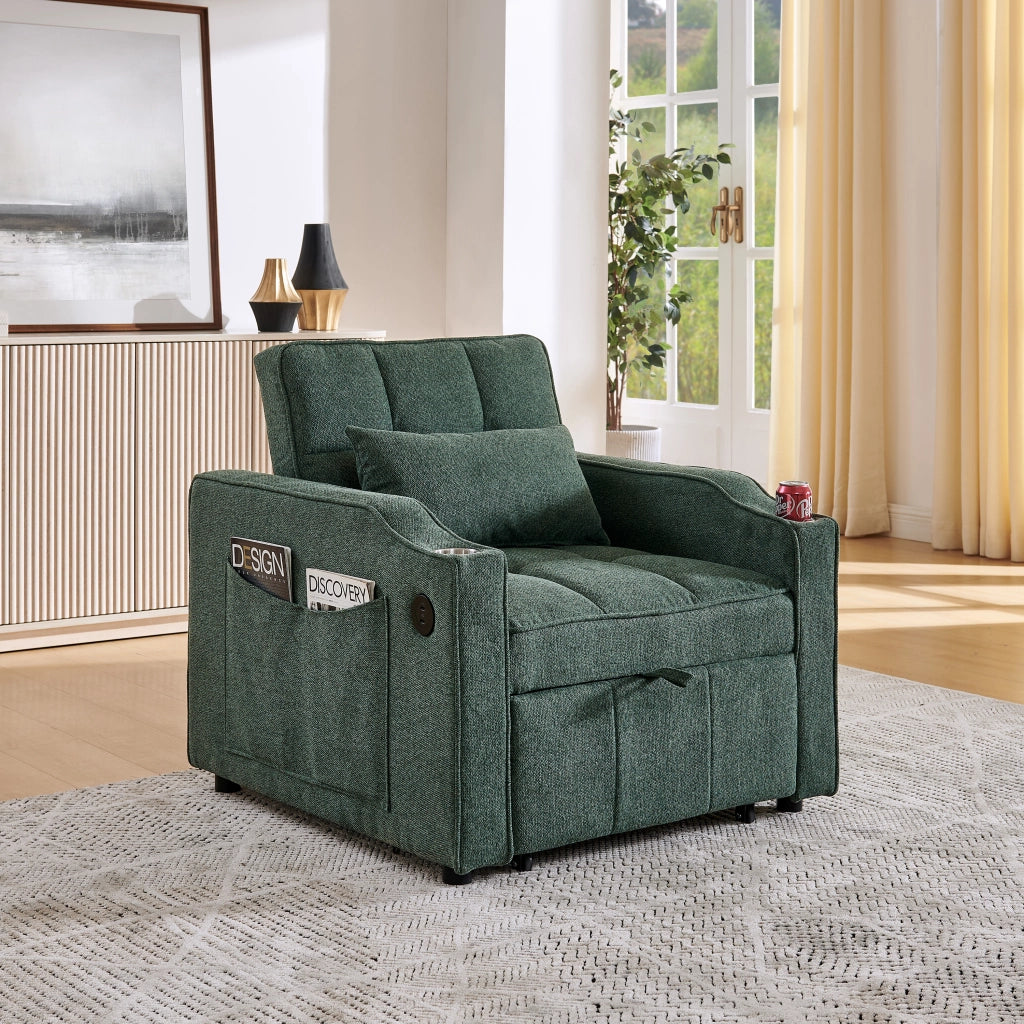 Divano Letto 3 in 1 con USB ¨C Xylo ¨C Verde, Trasformabile