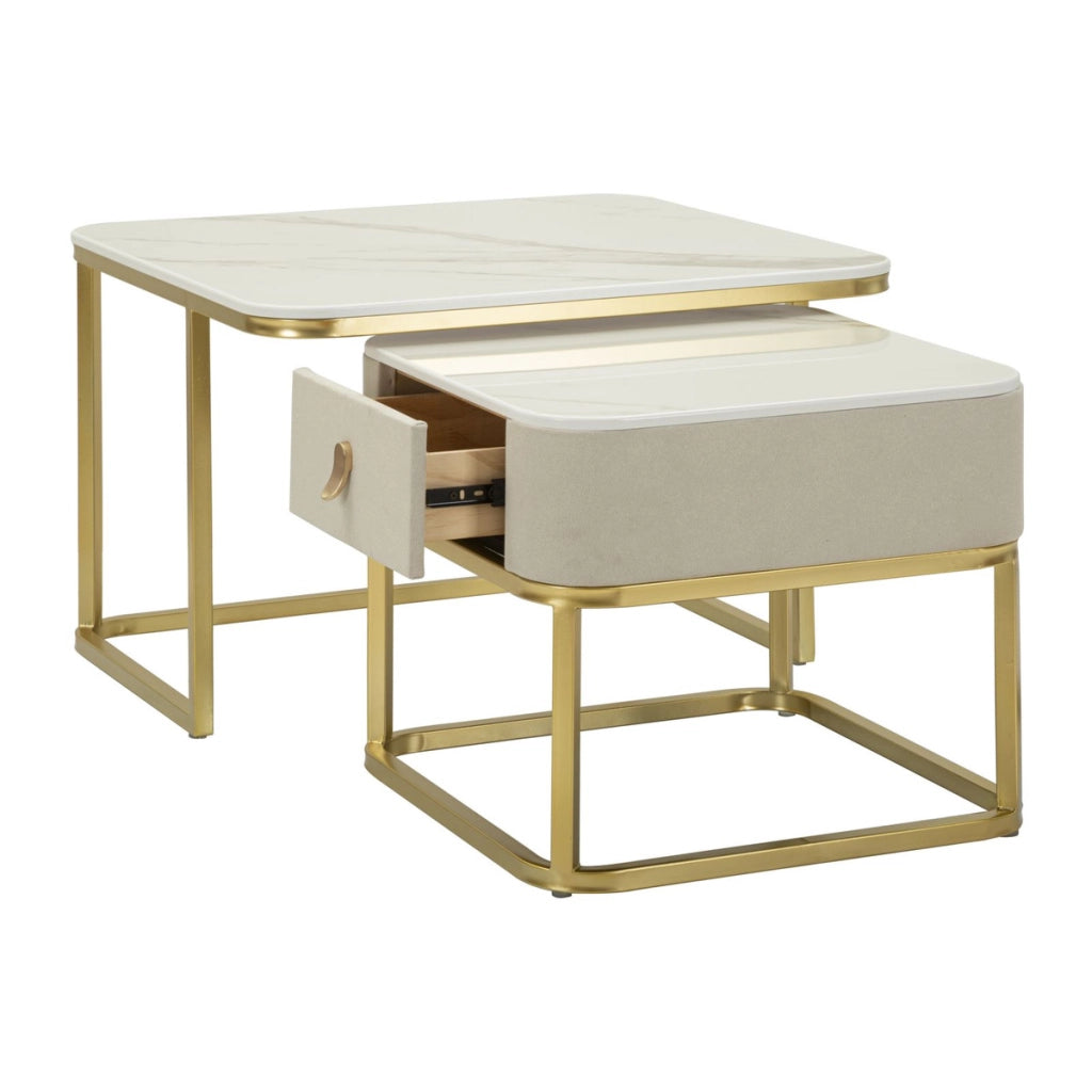 Set di Tavolini VKH794, Beige, Legno, 70x70x48 cm