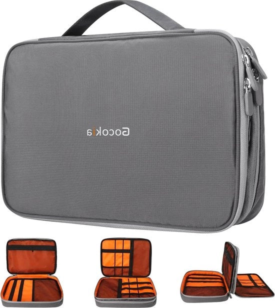 Organizzatore per accessori elettronici a doppia tasca con grande capacità di stoccaggio, tasca per laptop da 116 pollici, tablet, schede SD e dischi duri, con tasca impermeabile e portatile, con spedizione gratuita