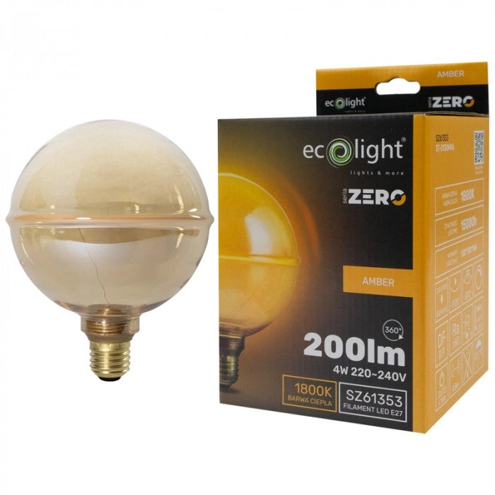Lampadina LED dimmerabile sfera G130 E27 4W 1800K ambra
