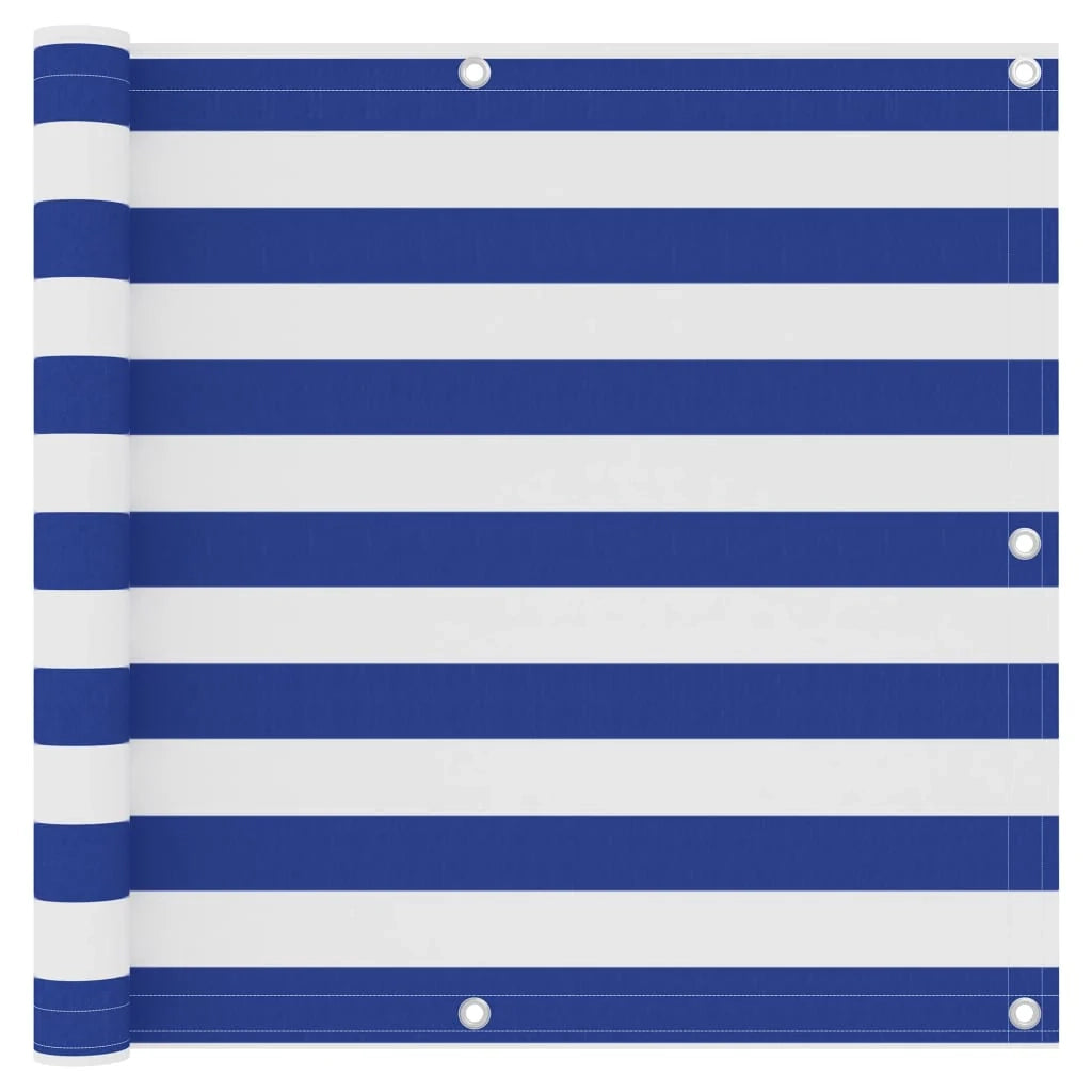 Paravento per balcone 90 x 500 cm tessuto oxford bianco e blu 02_0010072