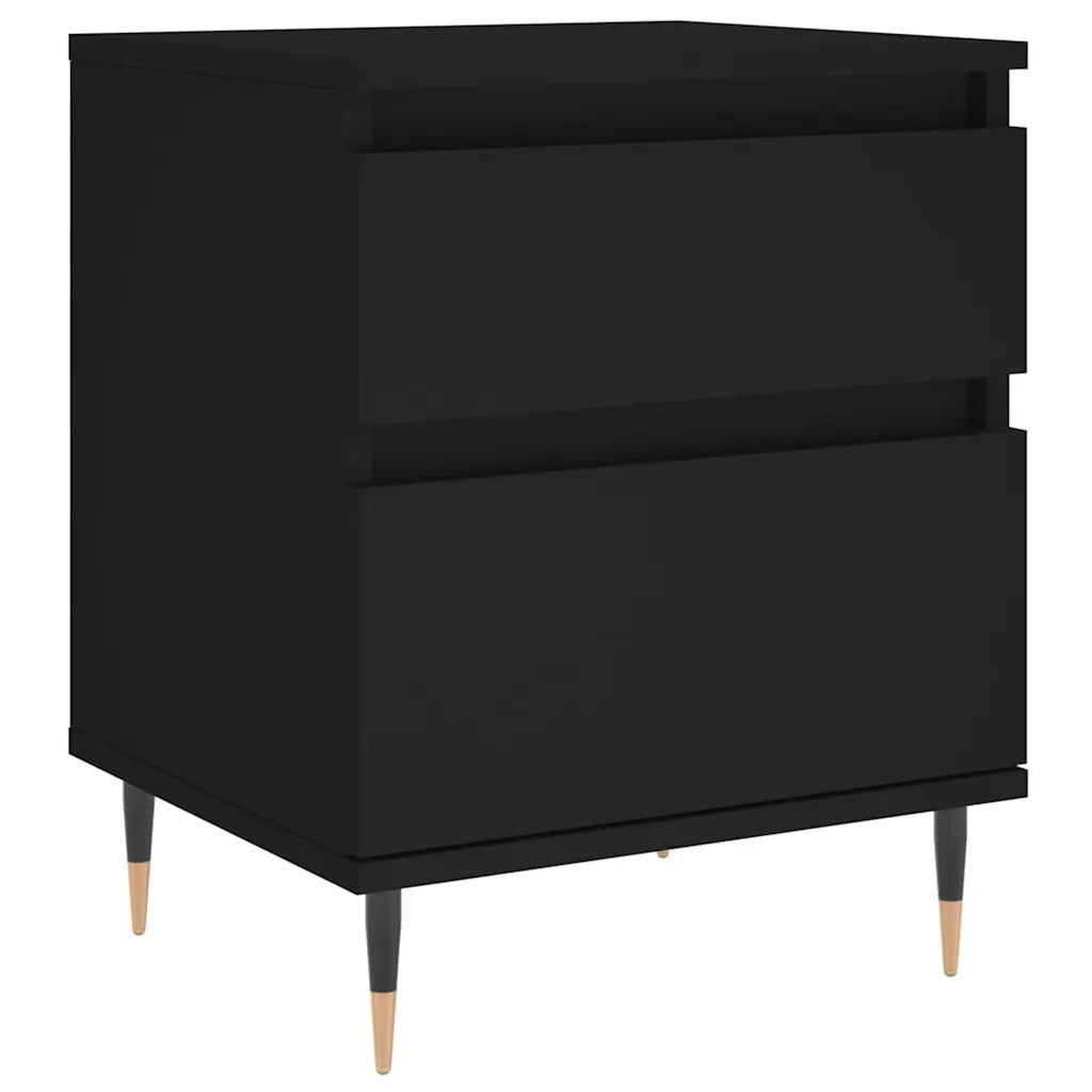 Comodini 2pz Neri 40x35x50 cm in Legno Multistrato 830655