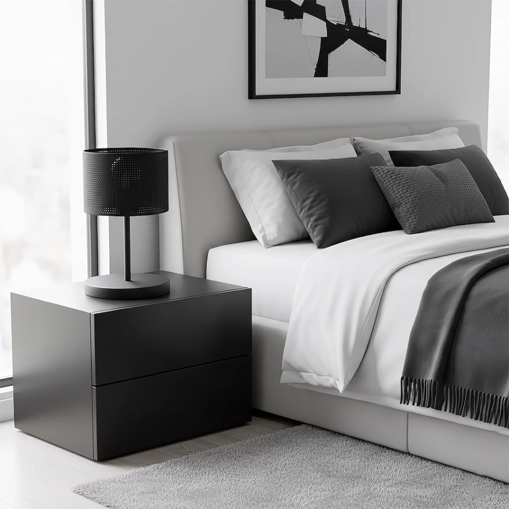 Lampada da tavolo LUX nera cilindrica 1xE27 Emibig