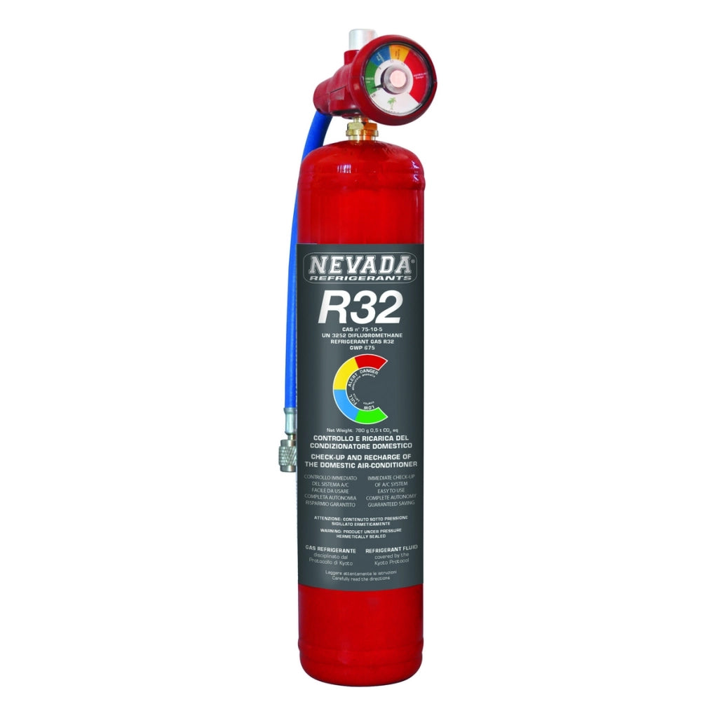 Bomboletta gas refrigerante R32 con manometro - 780 gr.