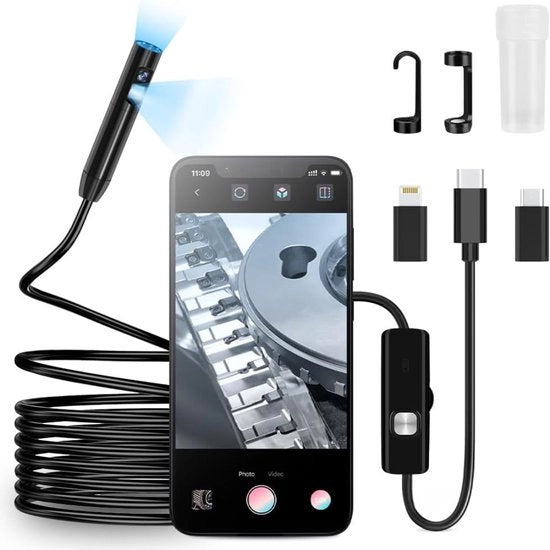 Endoscopio USB per iPhone – Cassetta di ispezione HD – Endoscopio di ispezione via WiFi per Android e iPhone – Nero - 10M