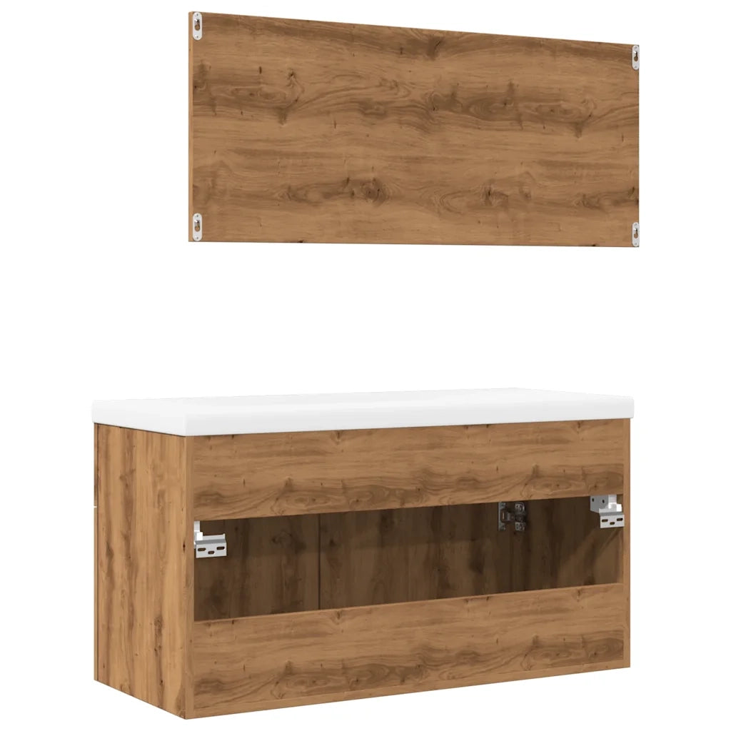 Set Mobili da Bagno 3 pz Rovere Artigianale Legno Multistrato 3328588