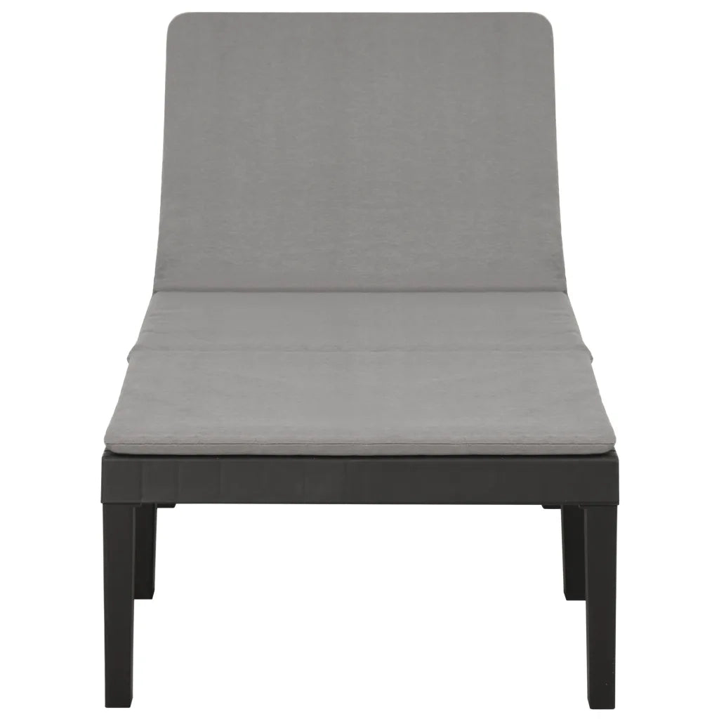 Lettino Prendisole con Cuscino in Plastica Antracite 315829