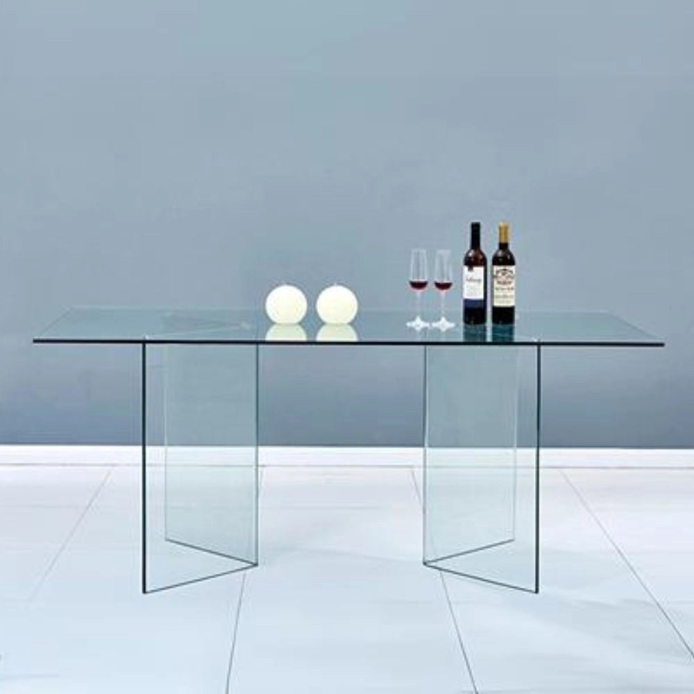 Tavolo in vetro trasparente temperato Nespolo 160x90x75H