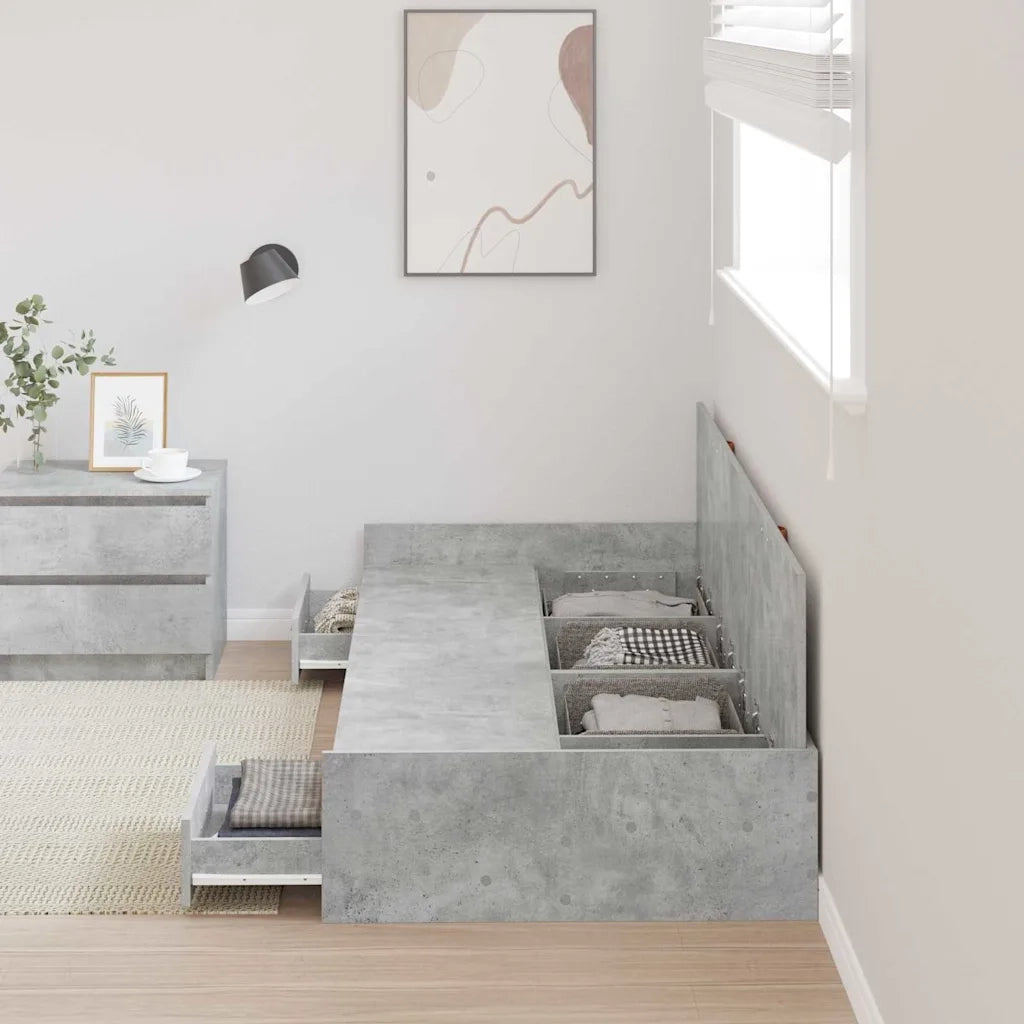 Letto singolo | Letto per adulti | Struttura del letto con testiera Grigio cemento 90 x 200 cm