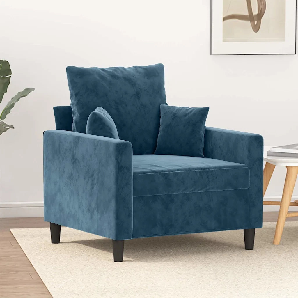 Poltrona | Sedia Relax Blu 60 cm Velluto