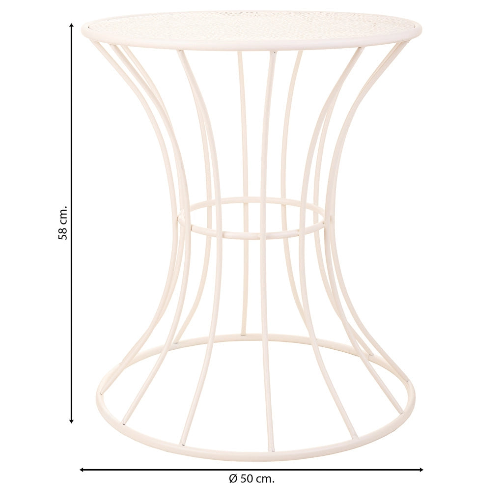 Tavolino in ferro battuto bianco 50x50x58