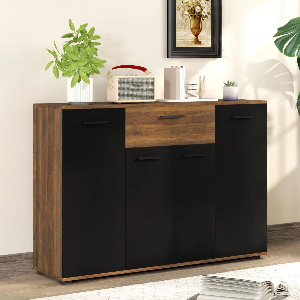 Buffet per soggiorno ¨C Minimal ¨C 120x35x85 cm, marrone e nero