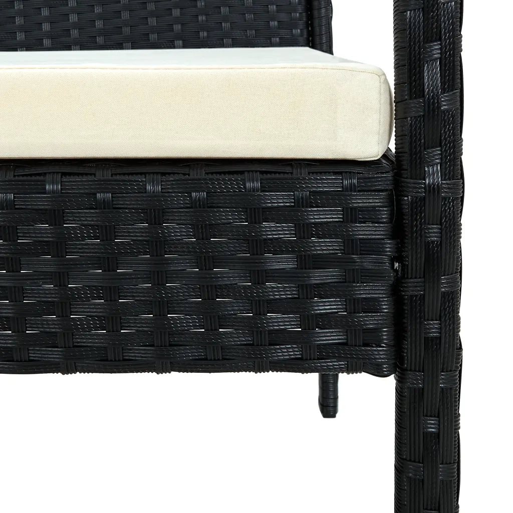 Sedia da Giardino | Sedie da Esterno con Cuscino in Polyrattan Nero