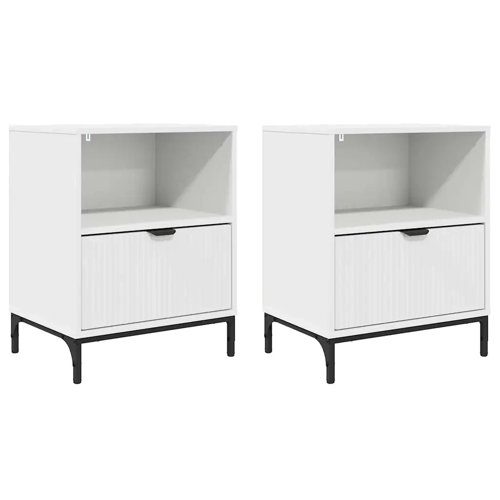 Armadio da Notte 2 pcs Bianco 49 x 36 x 61 cm Legno multistrato 883475