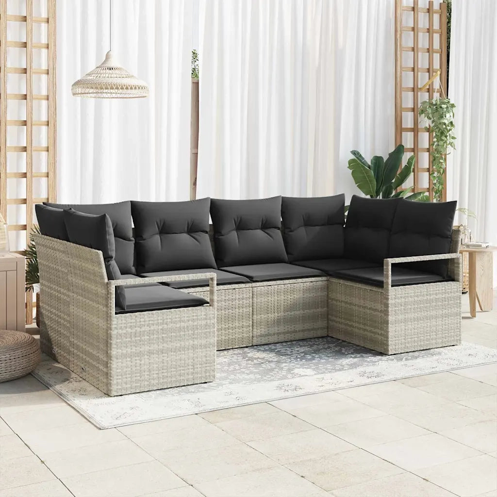 Set di divani con cuscino 6 pcs Grigio chiaro polyrattan 3346522