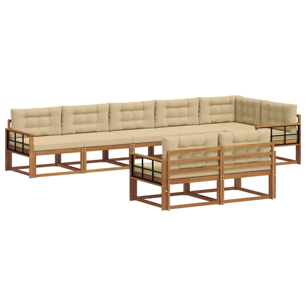 Set di divani da esterno con cuscino 8 pcs Naturale e Beige 3367766