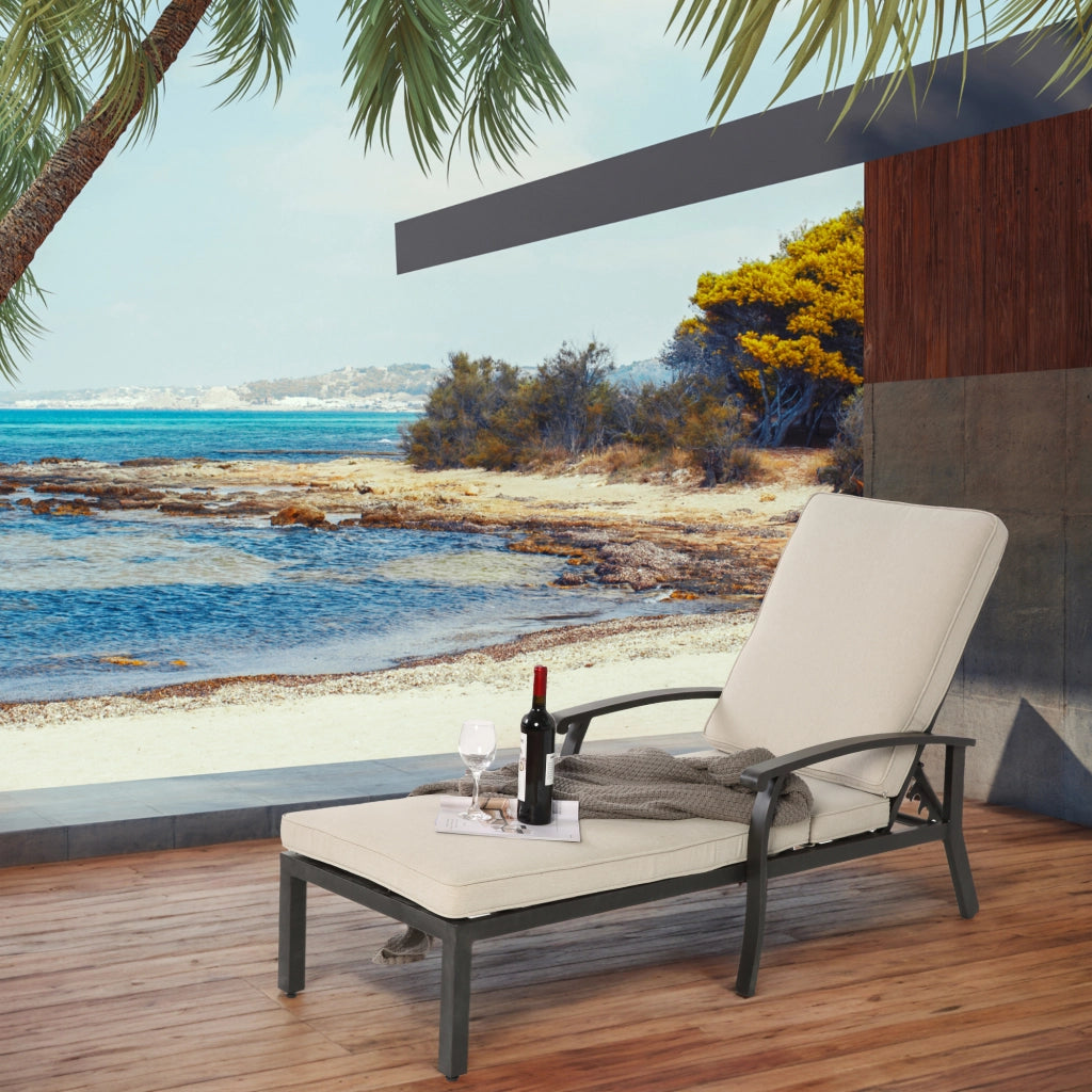 Sedia Sdraio da Giardino con Cuscini ¨C MINIMAL ¨C Alluminio, Beige
