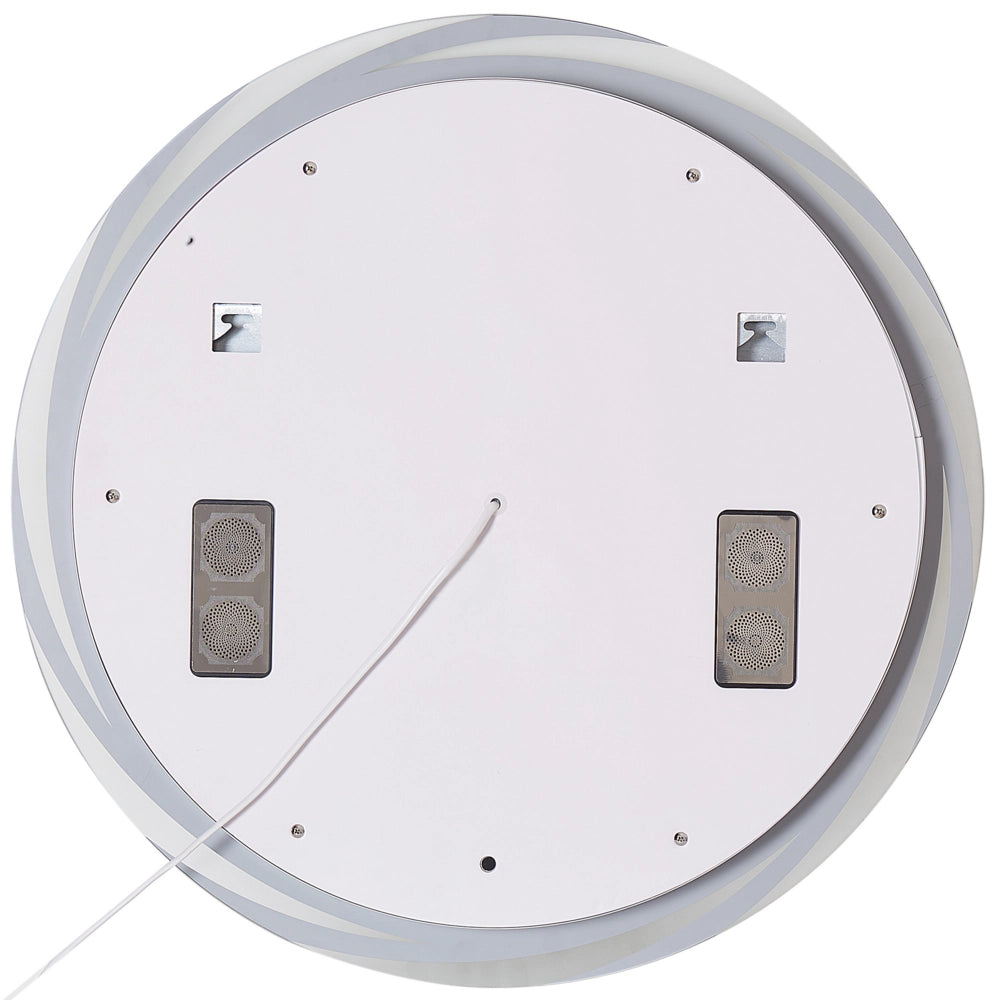Specchio da parete a LED argento rotondo con altoparlante bluetooth 60 x 60 cm stile elegante