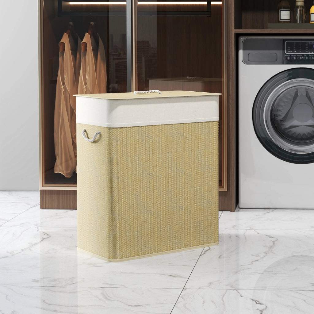 Cestino per il bucato in bamb¨´ con coperchio ¨C Minimal ¨C 100 L