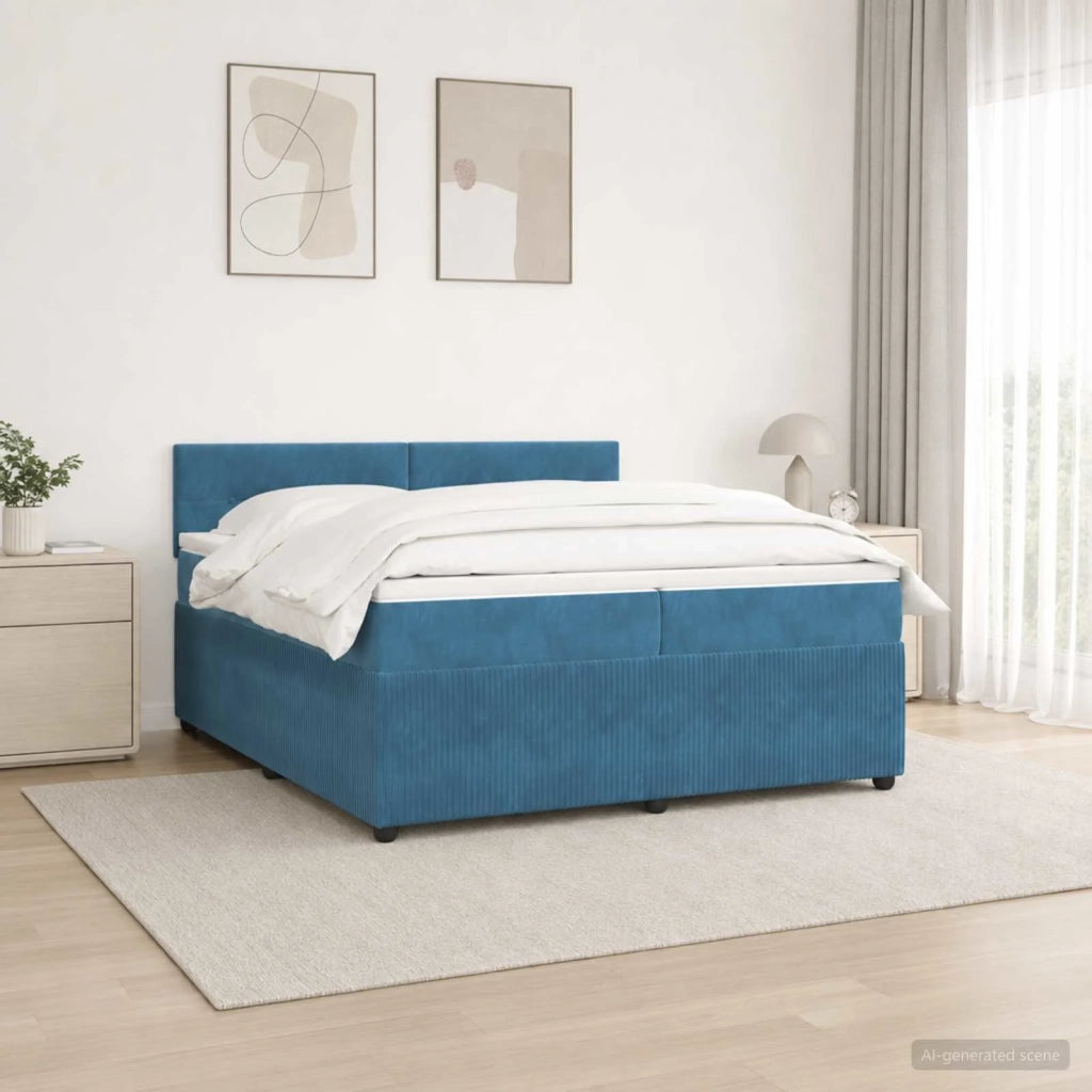 Letto box spring con materasso Blu 200 x 200 cm Velluto 3453213
