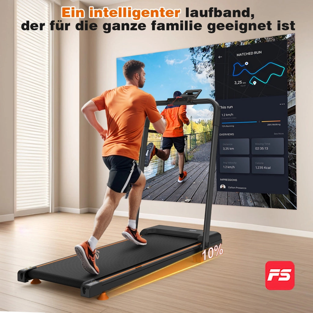 Tapis roulant domestico, con funzione di inclinazione, tapis roulant da tavolo compatto e portatile, portata massima 120 kg, nero