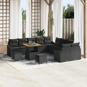 Set Divano da Giardino con cuscino 13 pcs Nero polyrattan 3362709