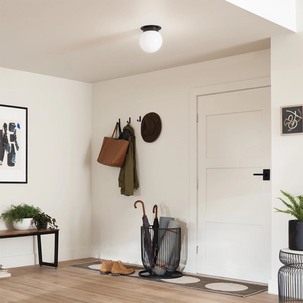 Plafoniera Albers Kichler nera sfera opale E27 1 luce